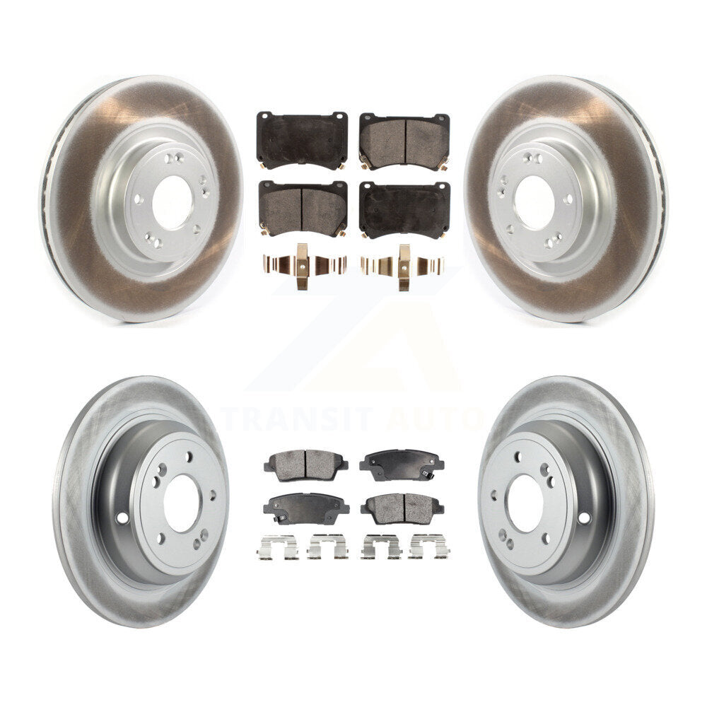 Front Rear Coated Disc Brake Rotors And Ceramic Pads Kit For Hyundai Genesis KGT-102150