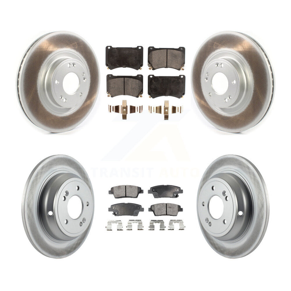 Front Rear Coated Disc Brake Rotors And Ceramic Pads Kit For Hyundai Genesis KGT-102150