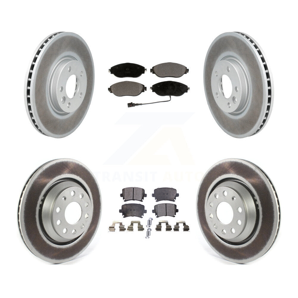 Front Rear Coated Disc Brake Rotors And Ceramic Pads Kit For Volkswagen CC AWD KGT-102155