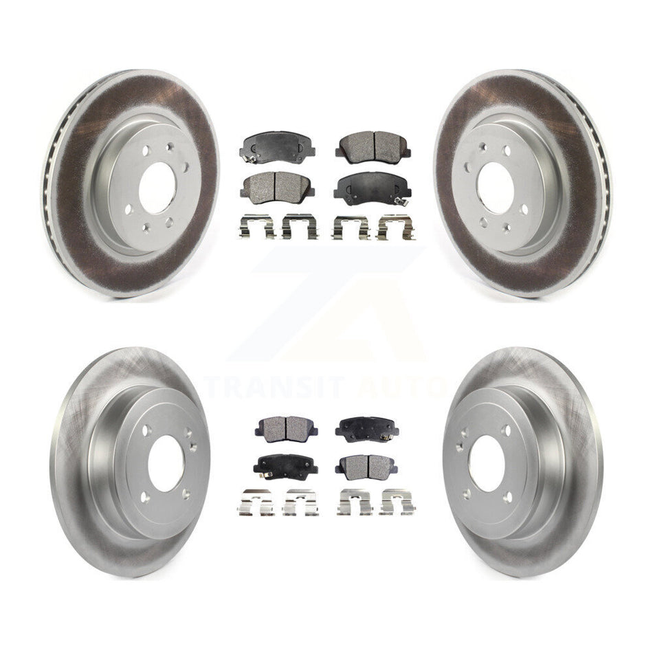 Front Rear Coated Disc Brake Rotors And Ceramic Pads Kit For Kia Rio KGT-102156