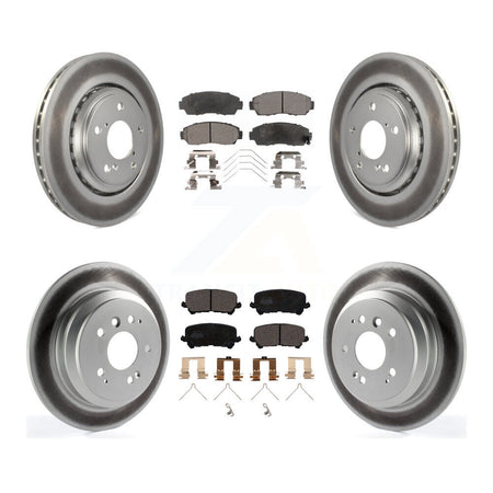 Front Rear Coated Disc Brake Rotors And Ceramic Pads Kit For 2019-2024 Honda Passport KGT-102158