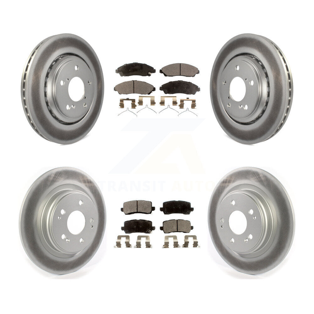Front Rear Coated Disc Brake Rotors And Ceramic Pads Kit For Acura MDX KGT-102159