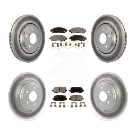 Front Rear Coated Disc Brake Rotors And Ceramic Pads Kit For Acura MDX KGT-102159