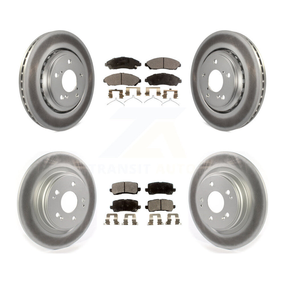 Front Rear Coated Disc Brake Rotors And Ceramic Pads Kit For Acura MDX KGT-102159