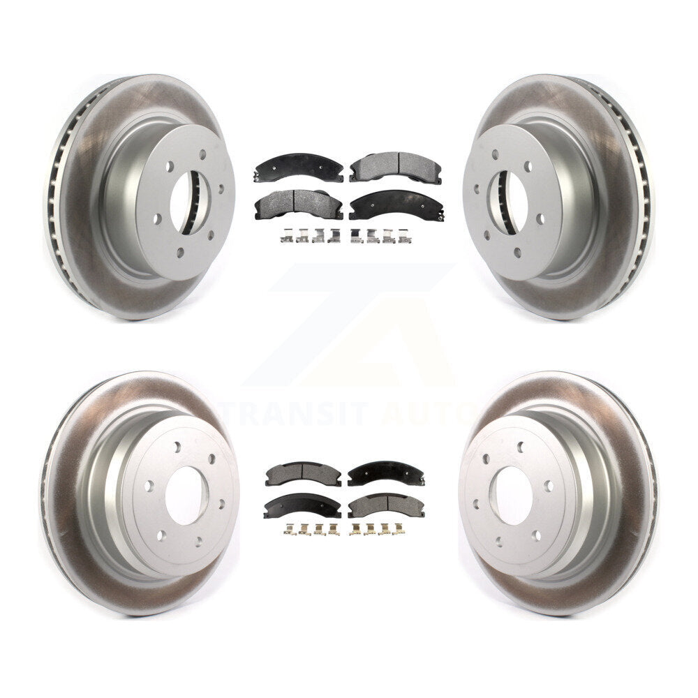 Front Rear Coated Disc Brake Rotors And Ceramic Pads Kit For 2016-2024 Nissan TITAN XD KGT-102170