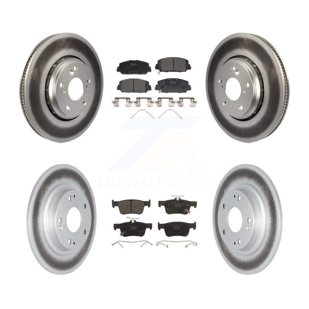 Front Rear Coated Disc Brake Rotors And Ceramic Pads Kit For Honda Civic KGT-102173
