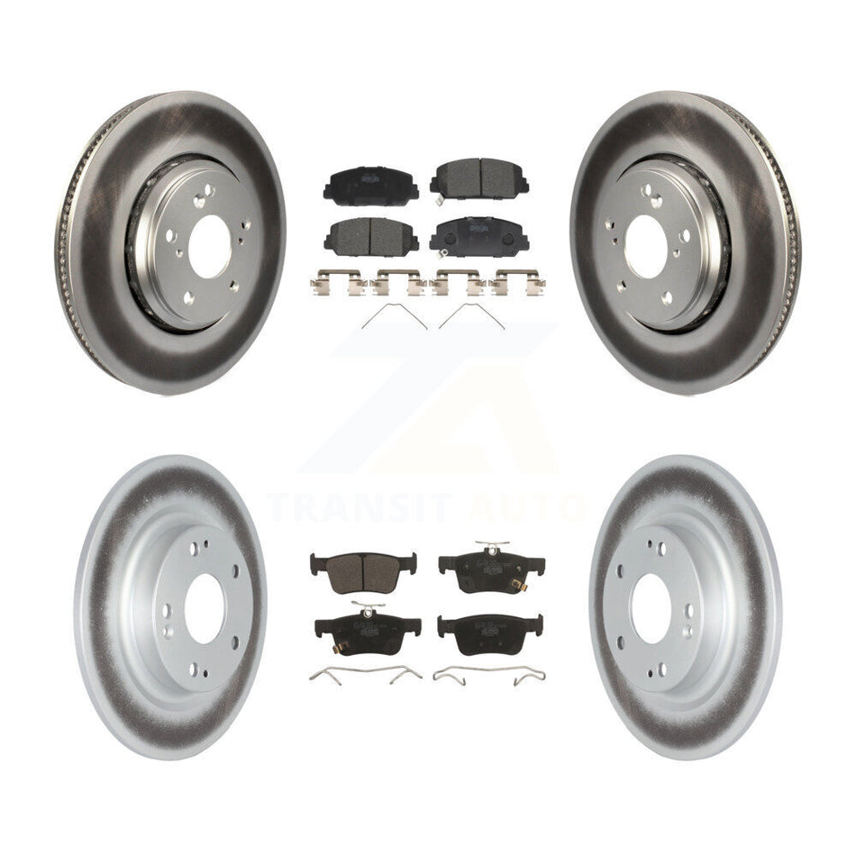 Front Rear Coated Disc Brake Rotors And Ceramic Pads Kit For Honda Civic KGT-102173