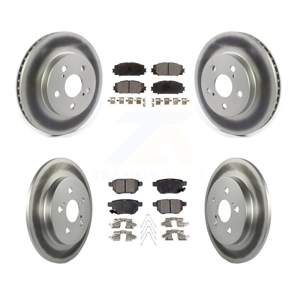 Front Rear Coated Disc Brake Rotor & Ceramic Pad Kit For Toyota Corolla Prius Prime AWD-e KGT-102175