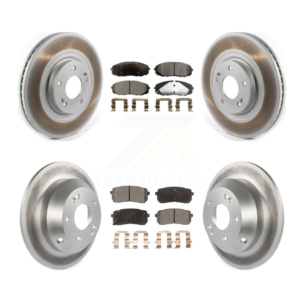 Front Rear Coated Disc Brake Rotors And Ceramic Pads Kit For 2015-2021 Kia Sedona KGT-102176