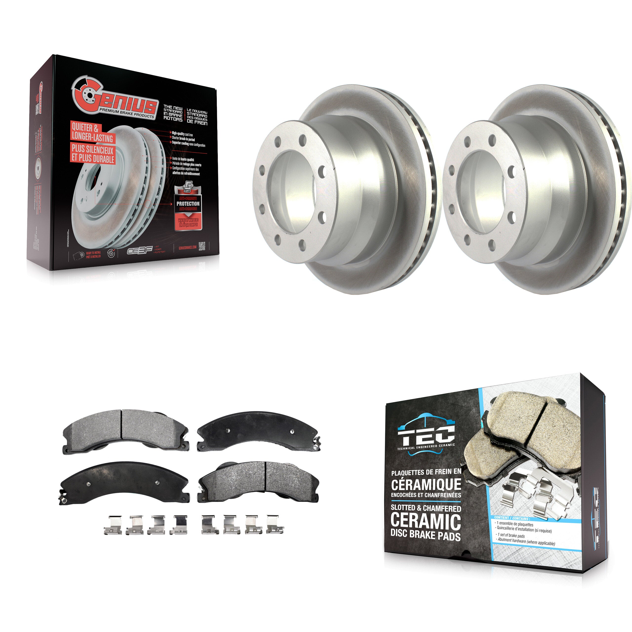 Rear Coated Disc Brake Rotor & Ceramic Pad Kit For GMC Savana 3500 Chevrolet Express 4500 KGT-102188