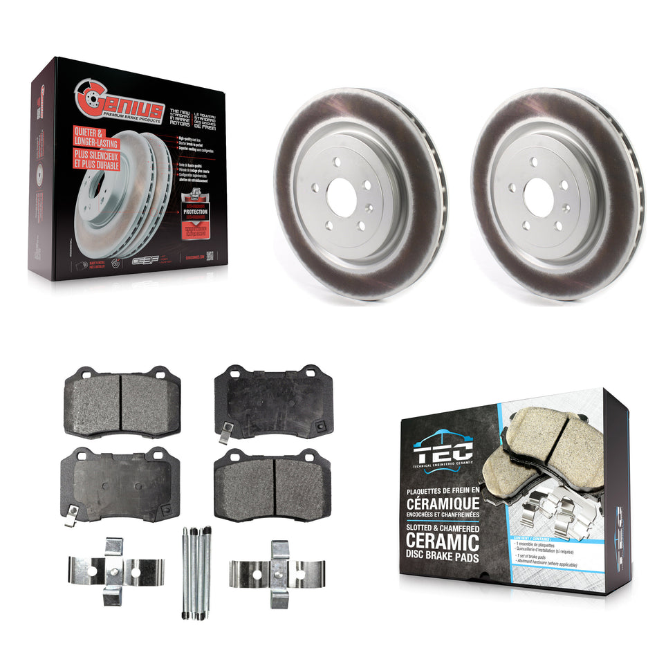 Rear Coated Disc Brake Rotors And Ceramic Pads Kit For Chevrolet Camaro Cadillac CTS KGT-102190