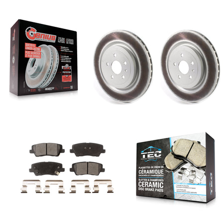 Rear Coated Disc Brake Rotors And Ceramic Pads Kit For 2015 Cadillac CTS 6.2L KGT-102192
