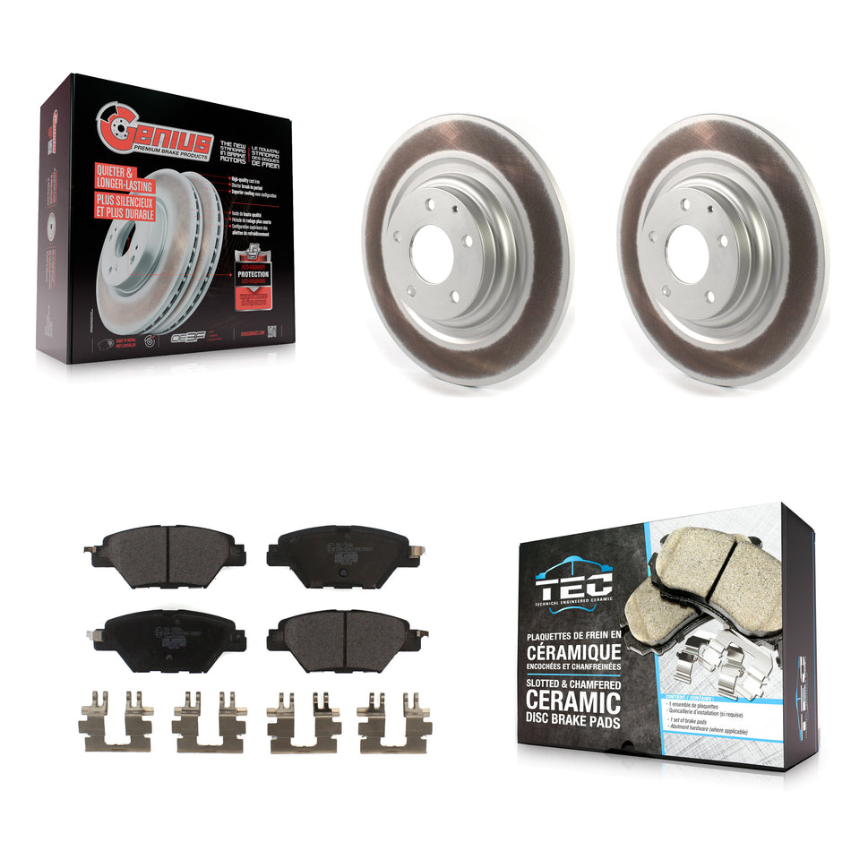 Rear Coated Disc Brake Rotors And Ceramic Pads Kit For 2016-2023 Mazda CX-9 KGT-102215