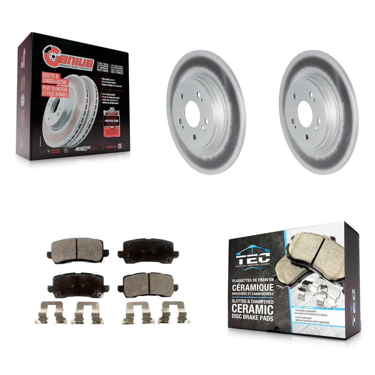 Rear Coated Disc Brake Rotors And Ceramic Pads Kit For 2018-2023 Honda Odyssey KGT-102218