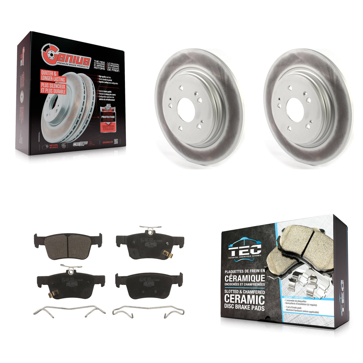 Rear Coated Disc Brake Rotors And Ceramic Pads Kit For 2019-2021 Acura RDX KGT-102221
