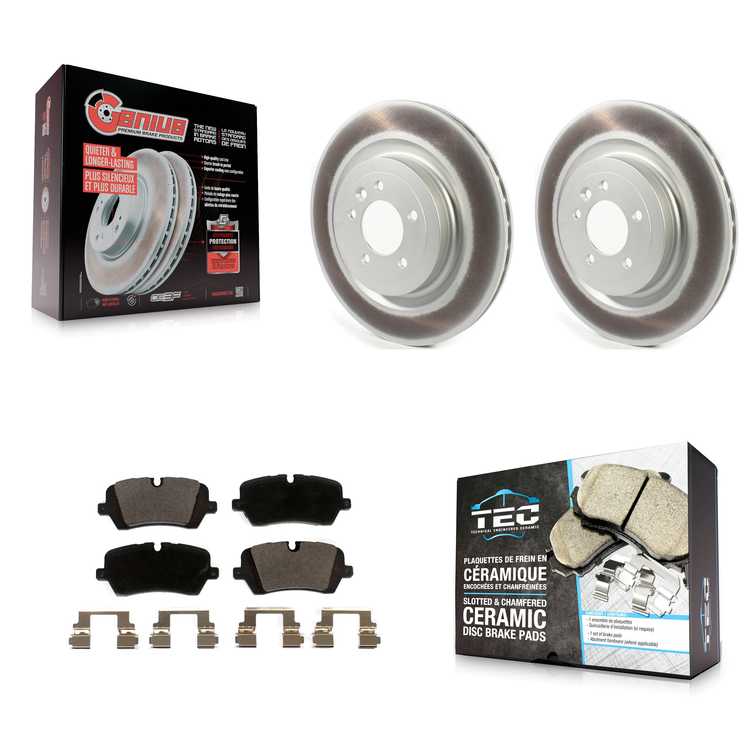 Rear Coated Brake Rotor Ceramic Pad Kit For Land Rover Range Sport Defender 110 Discovery KGT-102243