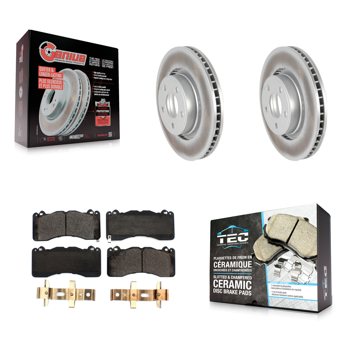 Front Coated Disc Brake Rotor Ceramic Pad Kit For 2015 Ford Mustang V6 With Brembo Brakes KGT-102246