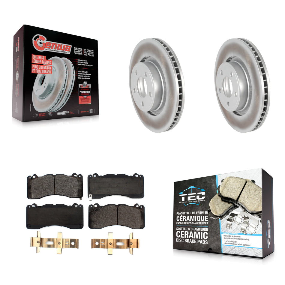 Front Coated Disc Brake Rotor Ceramic Pad Kit For 2015 Ford Mustang V6 With Brembo Brakes KGT-102246