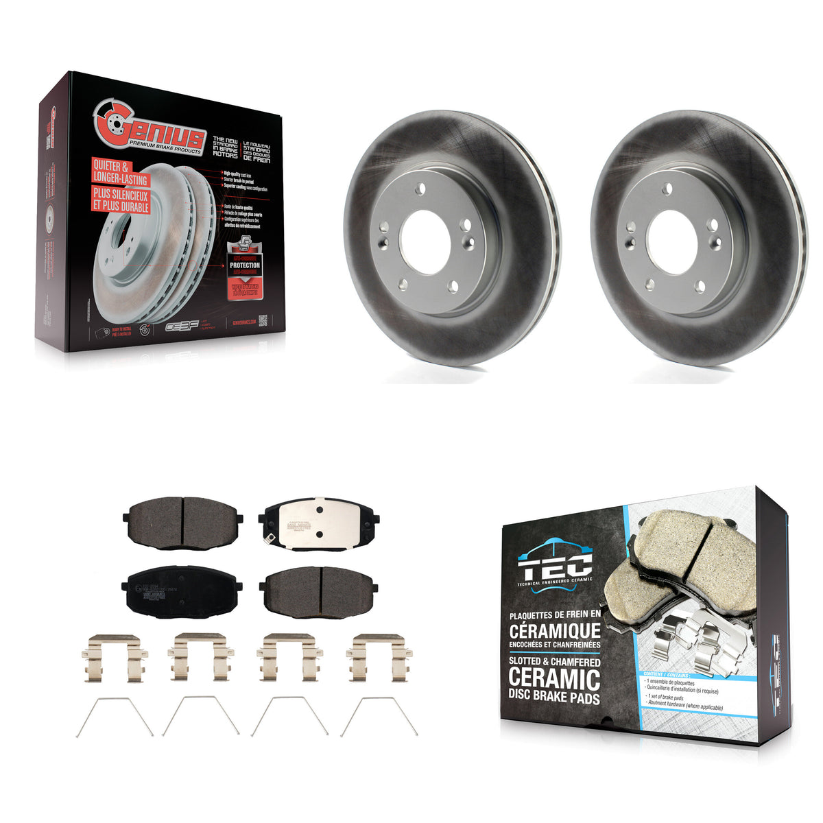 Front Coat Brake Rotors Ceramic Pad Kit For Kia Hyundai Kona Seltos Forte Soul Elantra GT KGT-102249