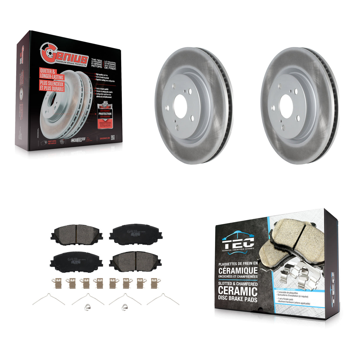 Front Coated Brake Rotors Ceramic Pad Kit For Toyota RAV4 Camry Corolla Cross Lexus Venza KGT-102256