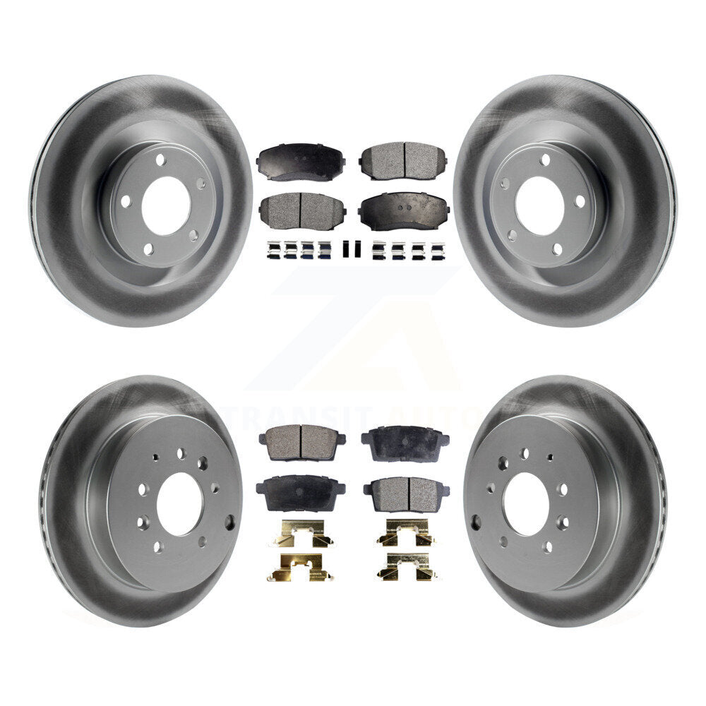 Front Rear Coated Disc Brake Rotors And Ceramic Pads Kit For Ford Edge Lincoln MKX KGT-102263