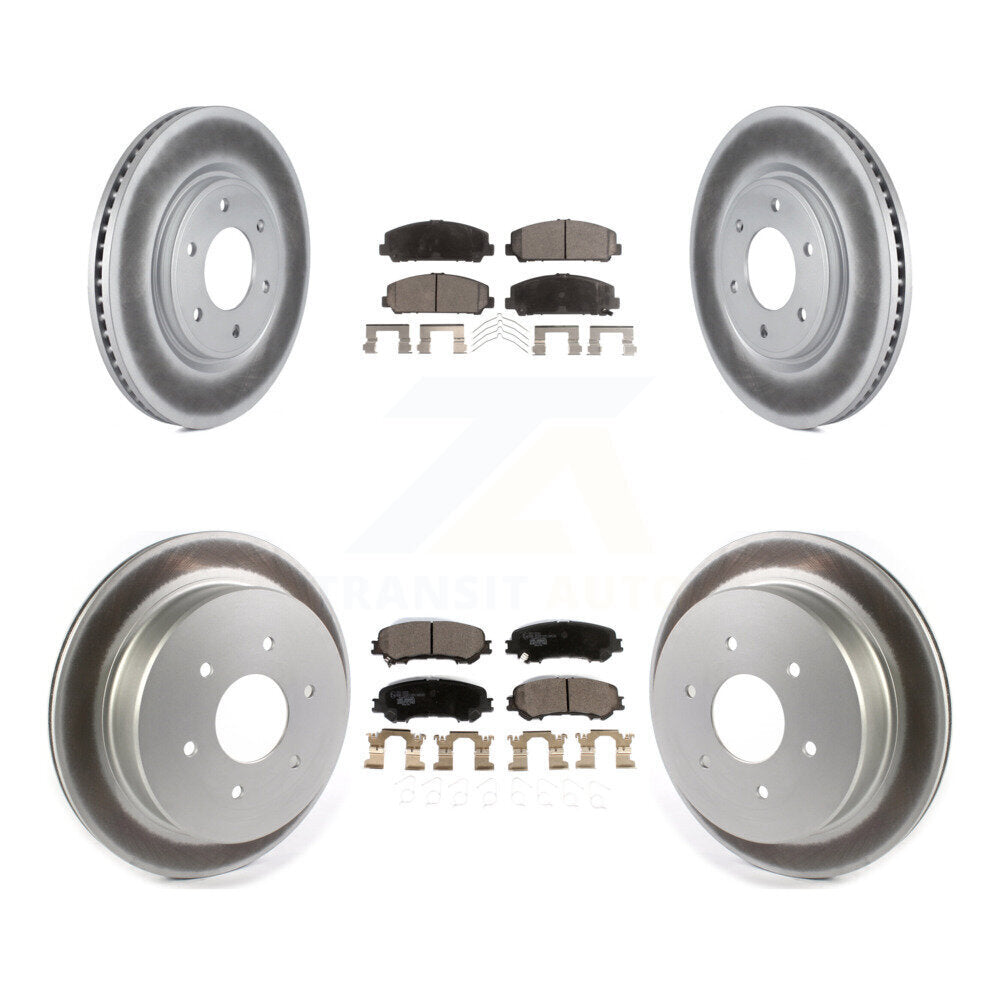Front Rear Coated Disc Brake Rotors And Ceramic Pads Kit For 2017-2023 Nissan TITAN KGT-102267