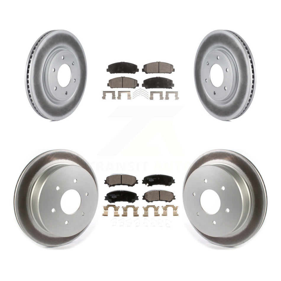 Front Rear Coated Disc Brake Rotors And Ceramic Pads Kit For 2017-2023 Nissan TITAN KGT-102267