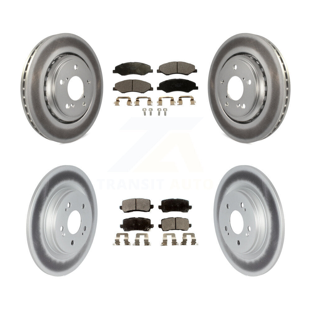 Front Rear Coated Disc Brake Rotors And Ceramic Pads Kit For 2018-2023 Honda Odyssey KGT-102272