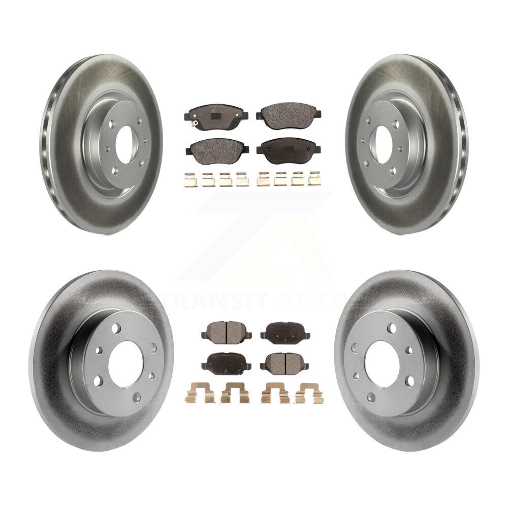Front Rear Coated Brake Rotor & Ceramic Pad Kit For Fiat 500 Turbocharged with GAS engine KGT-102273