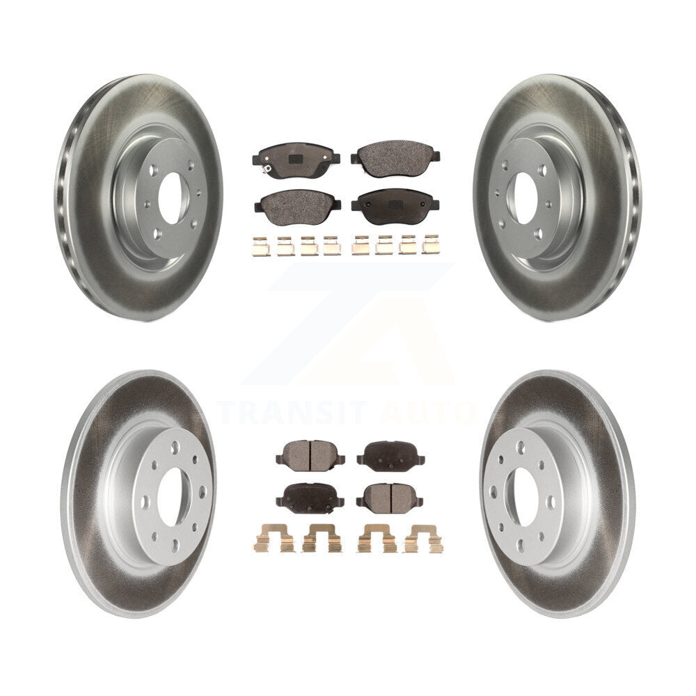 Front Rear Coated Brake Rotor & Ceramic Pad Kit For Fiat 500 Turbocharged with GAS engine KGT-102274