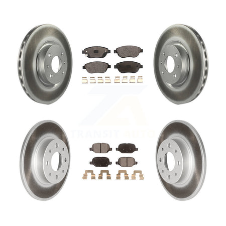 Front Rear Coated Brake Rotor & Ceramic Pad Kit For Fiat 500 Turbocharged with GAS engine KGT-102274