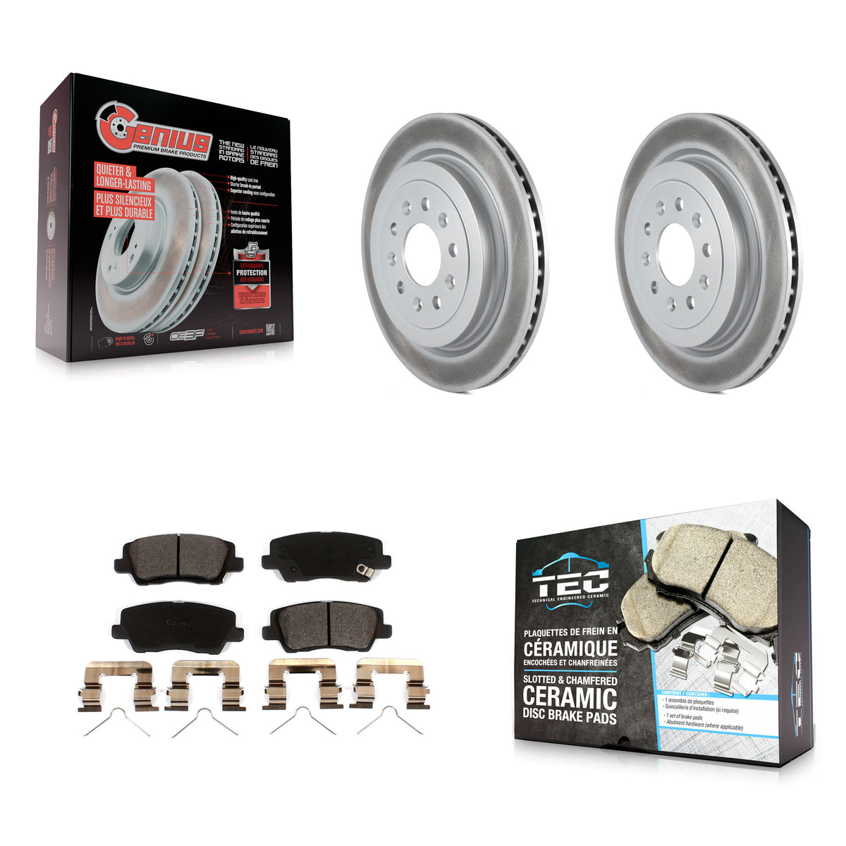 Rear Coated Disc Brake Rotors And Ceramic Pads Kit For Cadillac ATS KGT-102284