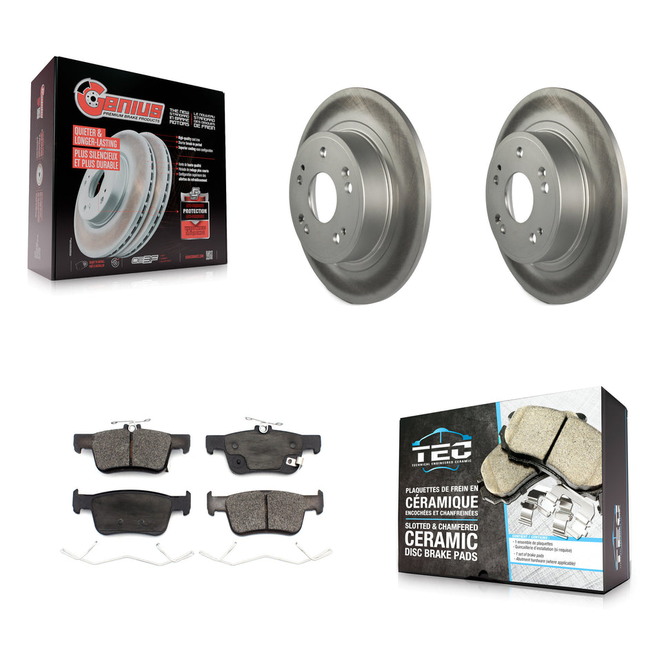 Rear Coated Disc Brake Rotors And Ceramic Pads Kit For 2018-2024 Honda Accord KGT-102286