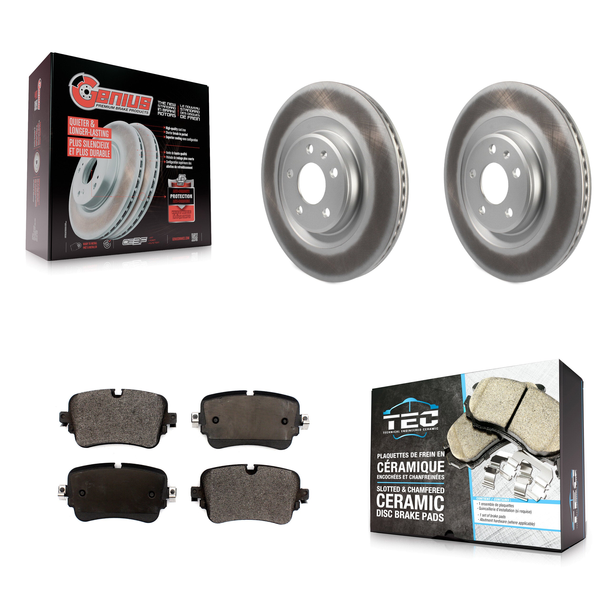 Rear Coated Brake Rotors Ceramic Pad Kit For 17-18 Audi Q7 With 330mm Diameter Rotor KGT-102287