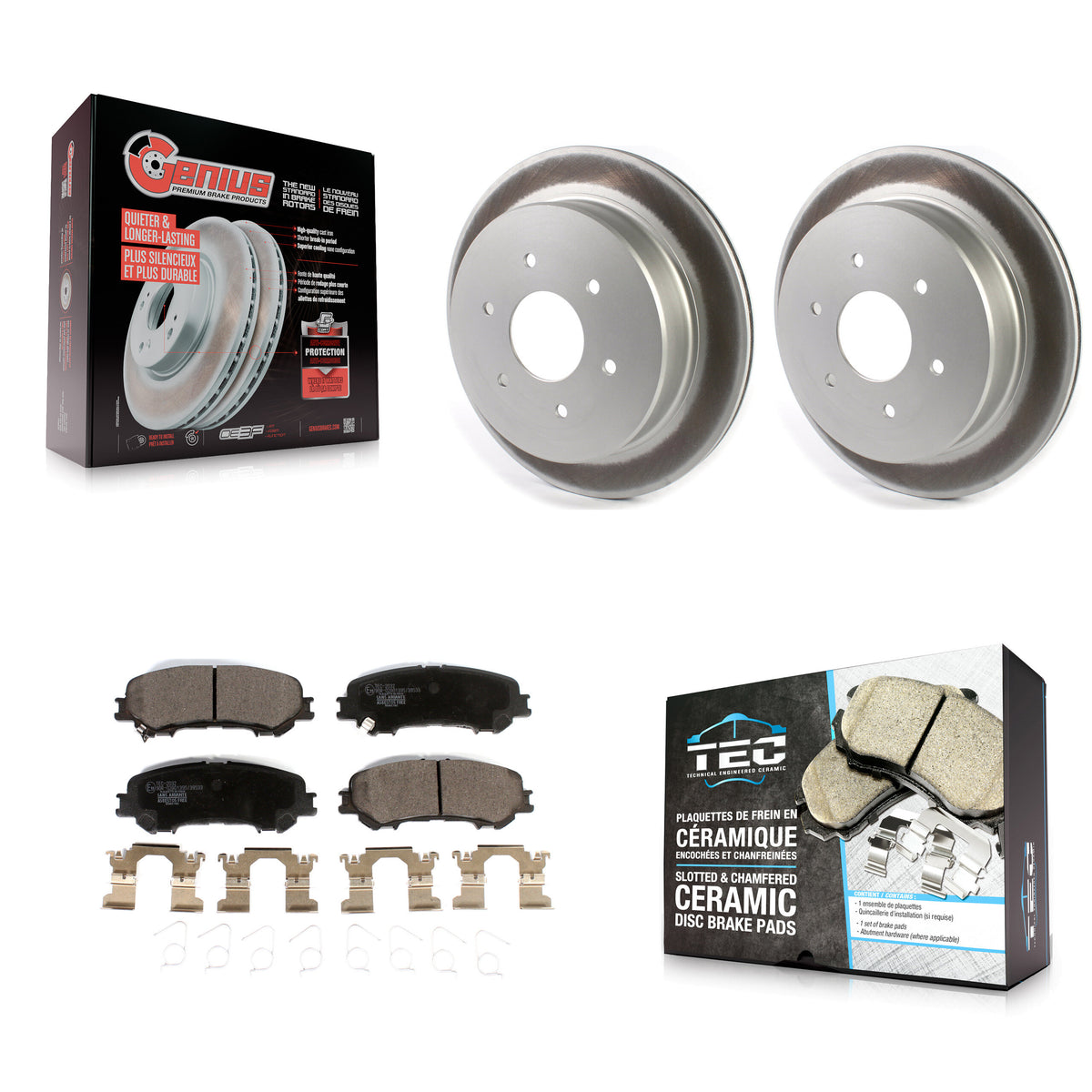 Rear Coated Disc Brake Rotors And Ceramic Pads Kit For 2017-2023 Nissan TITAN KGT-102289