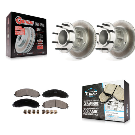 Front Coated Disc Brake Rotor Hub & Ceramic Pad Kit For Ford F-450 Super Duty F-550 4 X 2 KGT-102297
