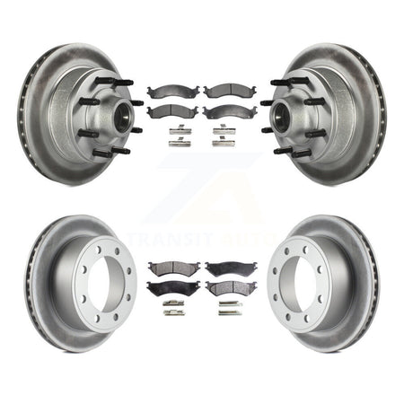 Front Rear Coated Brake Rotor & Ceramic Pad Kit For Ford E-350 Super Duty E-250 Econoline KGT-102338