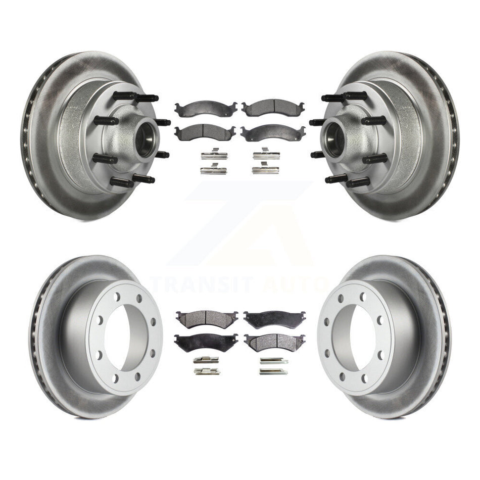 Front Rear Coated Brake Rotor & Ceramic Pad Kit For Ford E-350 Super Duty E-250 Econoline KGT-102338