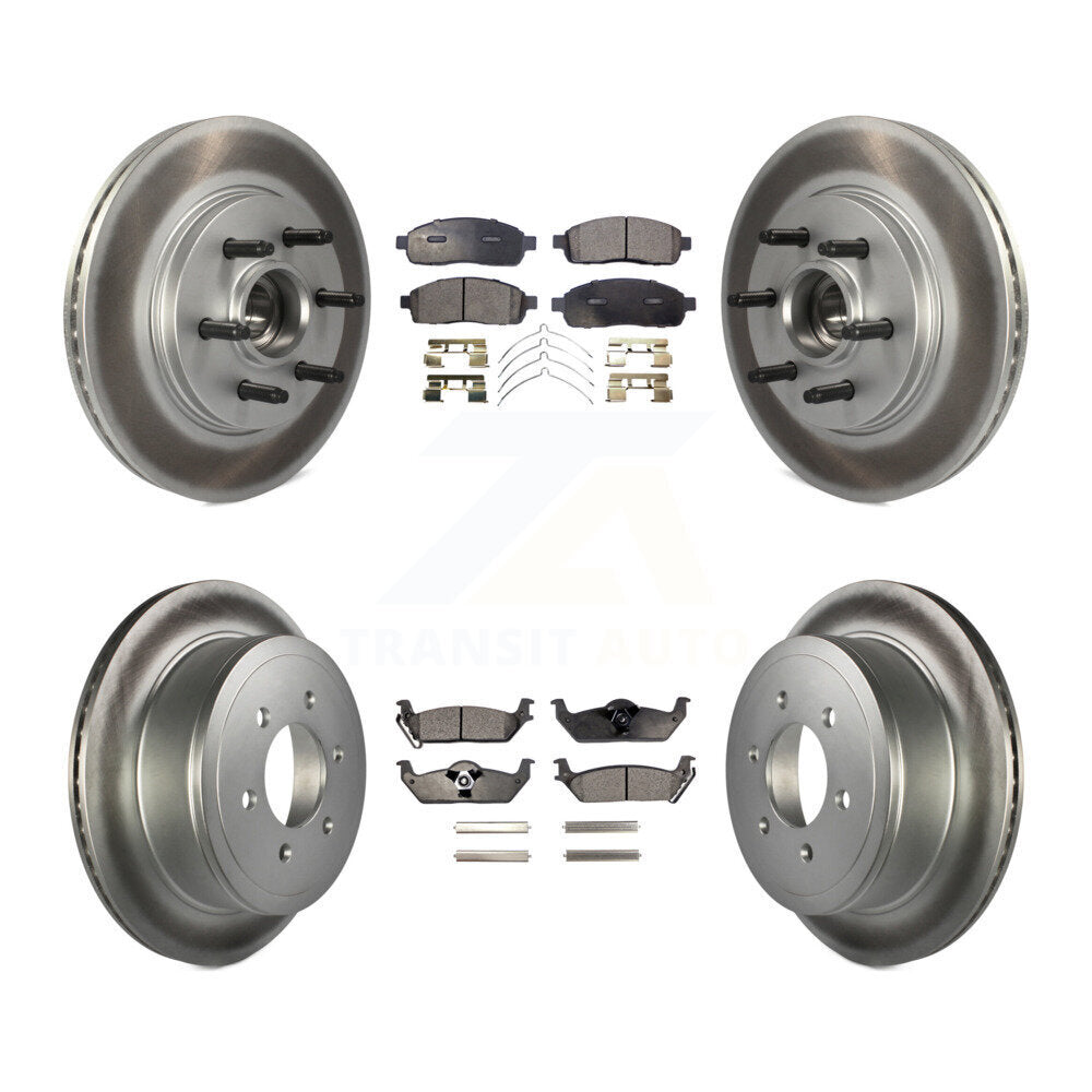 Front Rear Coated Disc Brake Rotor And Ceramic Pad Kit For Ford F-150 Lincoln Mark LT RWD KGT-102345