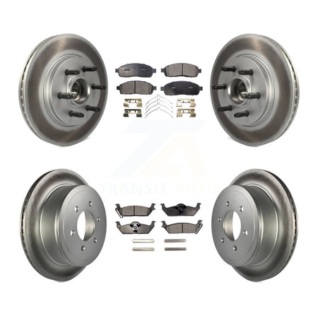 Front Rear Coated Disc Brake Rotor And Ceramic Pad Kit For Ford F-150 Lincoln Mark LT RWD KGT-102345