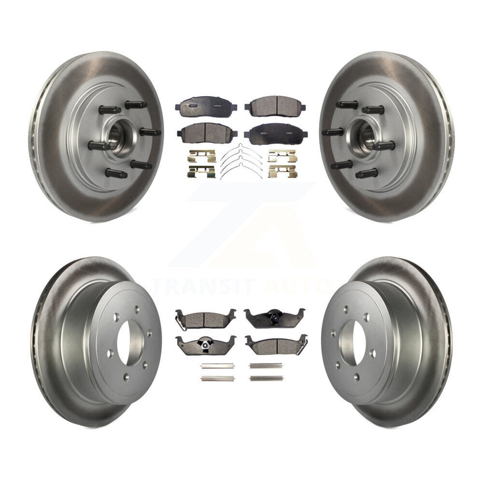 Front Rear Coated Disc Brake Rotor And Ceramic Pad Kit For Ford F-150 Lincoln Mark LT RWD KGT-102345