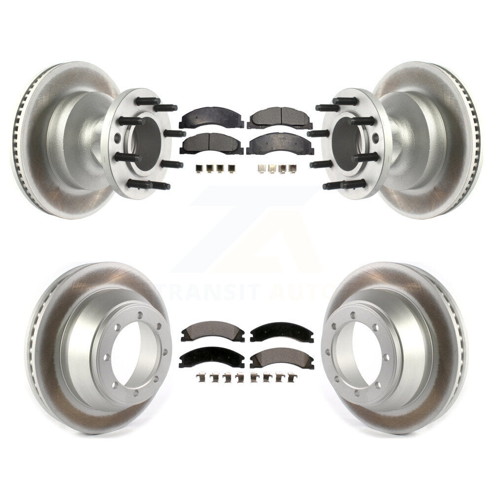 Front Rear Coated Disc Brake Rotors And Ceramic Pads Kit For Ford E-450 Super Duty KGT-102347