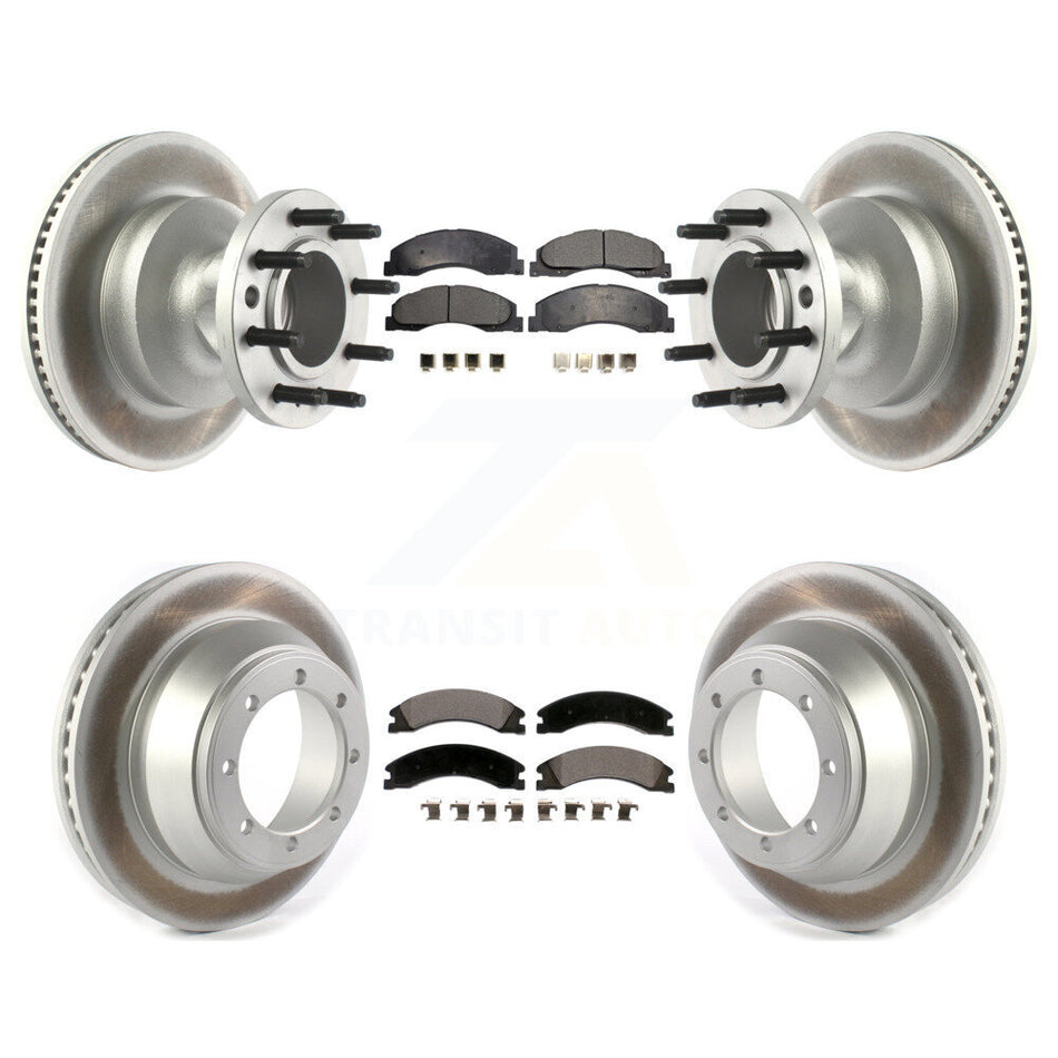 Front Rear Coated Disc Brake Rotors And Ceramic Pads Kit For Ford E-450 Super Duty KGT-102347