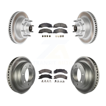 Front Rear Coated Disc Brake Rotors Ceramic Pad Kit For Ford E-350 Super Duty E-250 E-150 KGT-102348