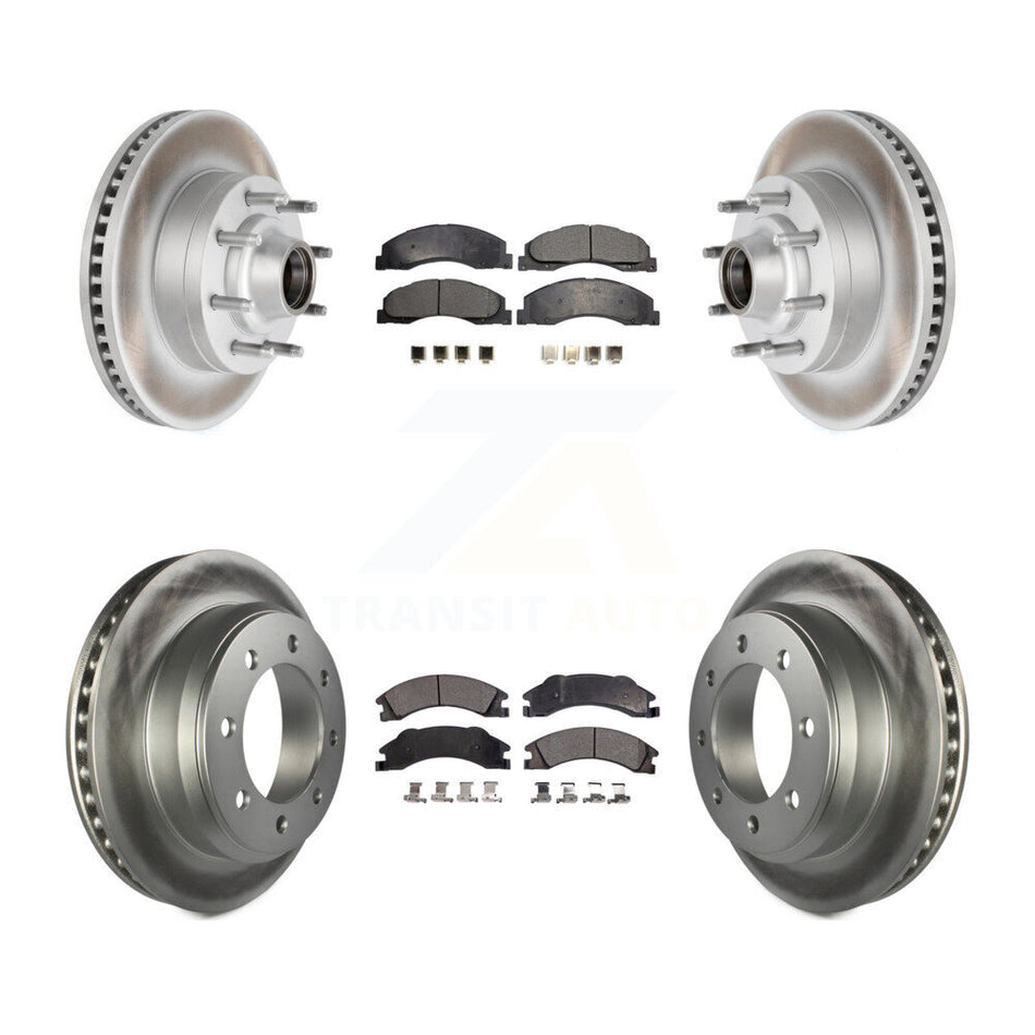 Front Rear Coated Disc Brake Rotors Ceramic Pad Kit For Ford E-350 Super Duty E-250 E-150 KGT-102348