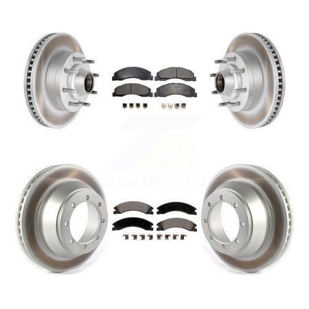 Front Rear Coated Disc Brake Rotors And Ceramic Pads Kit For Ford E-450 Super Duty KGT-102350