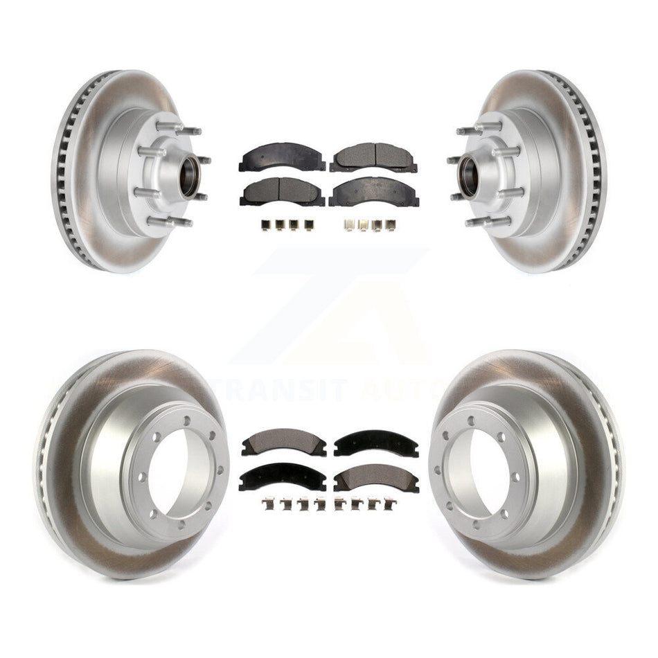 Front Rear Coated Disc Brake Rotors And Ceramic Pads Kit For Ford E-450 Super Duty KGT-102350