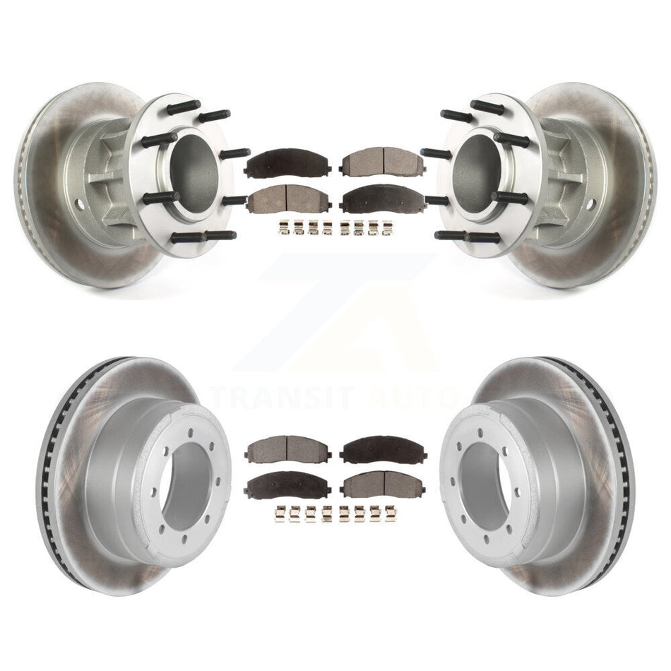 Front Rear Coated Disc Brake Rotors And Ceramic Pads Kit For Ford F-350 Super Duty F-250 KGT-102357