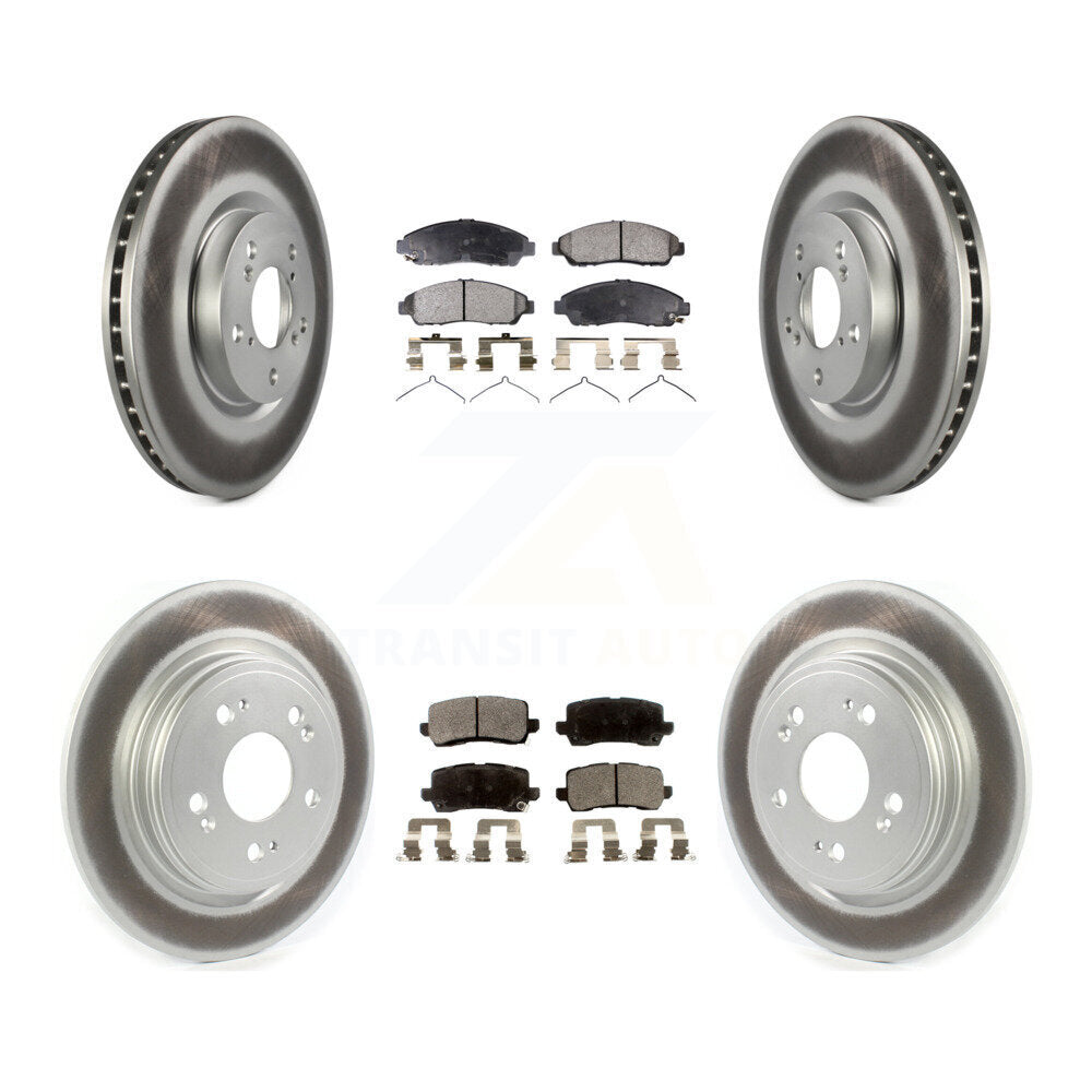 Front Rear Coated Brake Rotor Ceramic Pad Kit For 2014-2020 Acura RLX Sport Hybrid SH-AWD KGT-102362