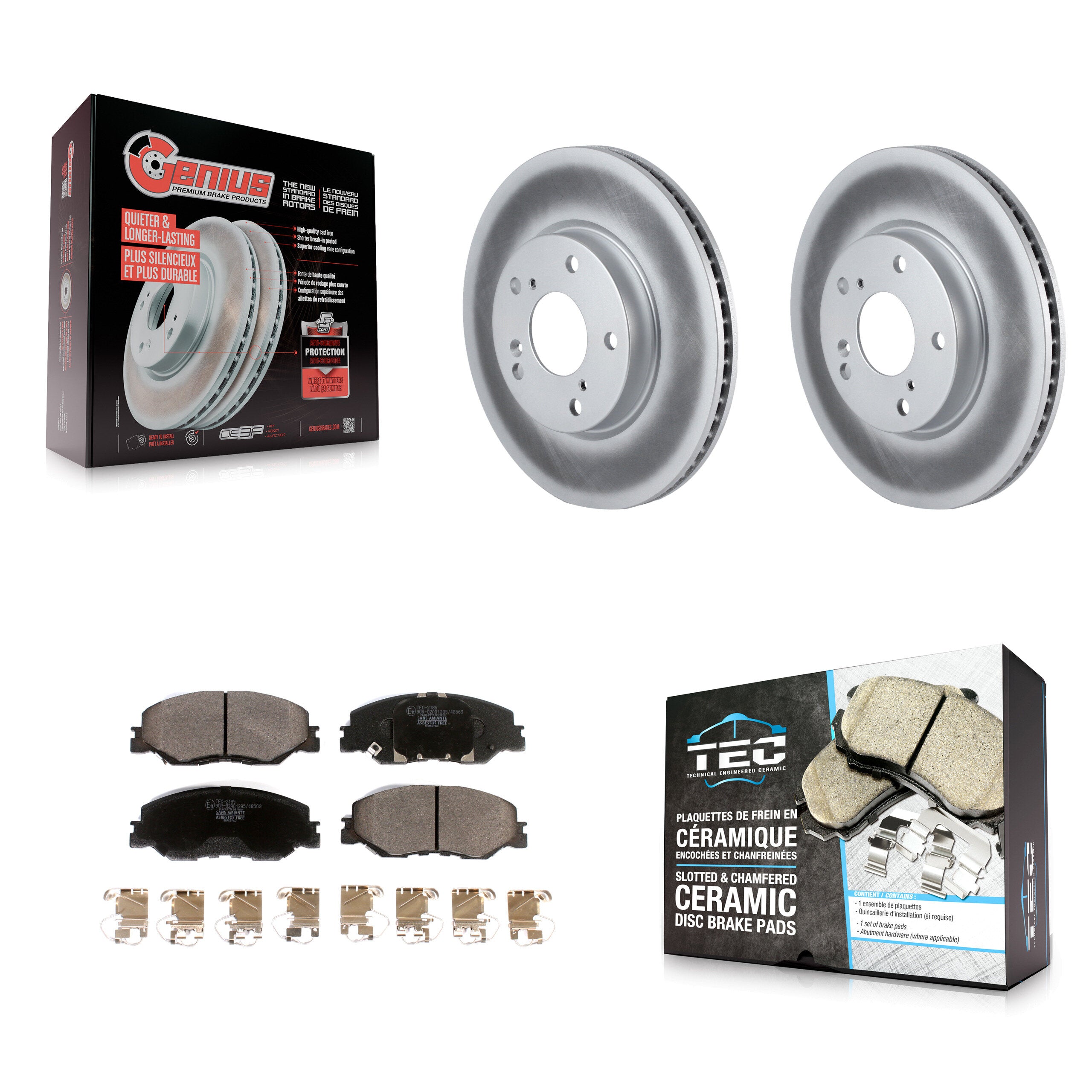 Front Coated Disc Brake Rotors And Ceramic Pads Kit For Honda Civic Insight KGT-102368